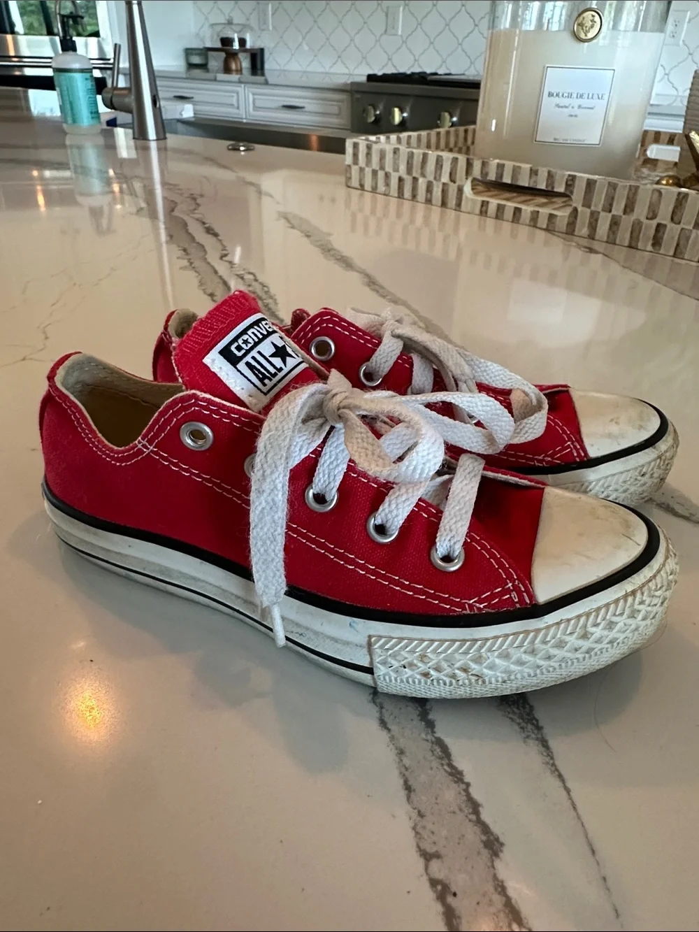 Converse Kids Red Low-Top Sneakers with White Laces